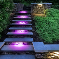Outdoor Landscape Lighting LED 12V Low Voltage ELA04 8-Pack 4 Inch 1W RGBW LED Retaining Wall Lights, Aluminum Hardscape Color Changing 12V Low Voltage Landscape Lights