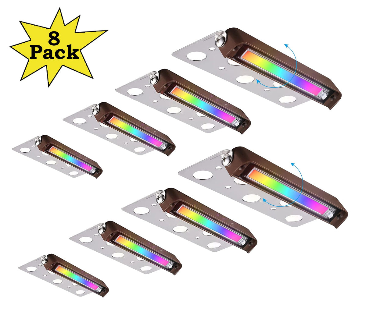 Outdoor Landscape Lighting LED 12V Low Voltage ELA07 8-Pack 7 Inch 3W RGBW LED Retaining Wall Lights, Aluminum Hardscape Color Changing 12V Low Voltage Landscape Lights