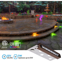 Outdoor Landscape Lighting LED 12V Low Voltage ELA07 8-Pack 7 Inch 3W RGBW LED Retaining Wall Lights, Aluminum Hardscape Color Changing 12V Low Voltage Landscape Lights