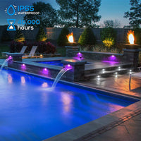 Outdoor Landscape Lighting LED 12V Low Voltage ELA07 8-Pack 7 Inch 3W RGBW LED Retaining Wall Lights, Aluminum Hardscape Color Changing 12V Low Voltage Landscape Lights