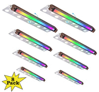 Outdoor Landscape Lighting LED 12V Low Voltage ELA12 8-Pack 12 Inch 5W RGBW LED Retaining Wall Lights, Aluminum Hardscape Color Changing 12V Low Voltage Landscape Lights