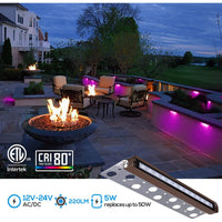 Outdoor Landscape Lighting LED 12V Low Voltage ELA12 8-Pack 12 Inch 5W RGBW LED Retaining Wall Lights, Aluminum Hardscape Color Changing 12V Low Voltage Landscape Lights