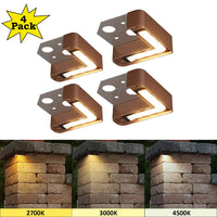 Outdoor Landscape Lighting LED 12V Low Voltage ELC02 4-Pack 3W LED Aluminum Hardscape Lighting Right Angle 3CCT Retaining Wall Lights, 12V Low Voltage Landscape Lights