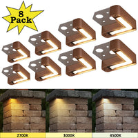 Outdoor Landscape Lighting LED 12V Low Voltage ELC02 8-Pack 3W LED Aluminum Hardscape Lighting Right Angle 3CCT Retaining Wall Lights, 12V Low Voltage Landscape Lights