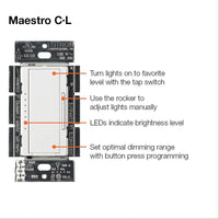 Outdoor Landscape Lighting LED 12V Low Voltage Lutron Maestro C.L Dimmer Switch MACL-153M-WH, White