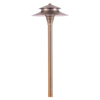 Outdoor Landscape Lighting LED 12V Low Voltage PLB04 Cast Brass Two Tier Brass LED 12V Pagoda Low Voltage Pathway Light G4 Socket