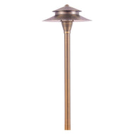 PLB04 Cast Brass Two Tier Brass LED 12V Pagoda Low Voltage Pathway Light G4 Socket - None