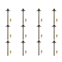 Outdoor Landscape Lighting LED 12V Low Voltage PLB09 4x/8x/12x Package Brass LED Cone 12V Low Voltage Pathway Outdoor Landscape Lighting Fixture with G4 3W 3000K Bulb 12 pack
