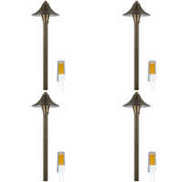 Outdoor Landscape Lighting LED 12V Low Voltage PLB09 4x/8x/12x Package Brass LED Cone 12V Low Voltage Pathway Outdoor Landscape Lighting Fixture with G4 3W 3000K Bulb 4 Pack