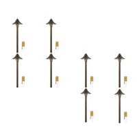 Outdoor Landscape Lighting LED 12V Low Voltage PLB09 4x/8x/12x Package Brass LED Cone 12V Low Voltage Pathway Outdoor Landscape Lighting Fixture with G4 3W 3000K Bulb 8 Pack