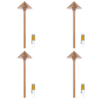 Outdoor Landscape Lighting LED 12V Low Voltage PLB12 4x/8x/12x Package Brass LED 12V Low Voltage Pathway Outdoor Lighting Landscape Fixture with G4 3W 3000K Bulb 4 Pack
