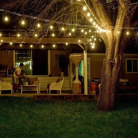 Outdoor Landscape Lighting LED 12V Low Voltage SL103 2800K Warm White LED Low Voltage Bistro String Lights 50 FT Outdoor Weatherproof 10pcs Connect Anywhere 12V Edison Bulbs