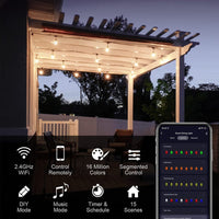 Outdoor Landscape Lighting LED 12V Low Voltage SLR100 LED RGBCWIC Smart Bistro String Lights Color Changing Outdoor Weatherproof 24V Edison Bulbs
