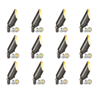 Outdoor Landscape Lighting LED 12V Low Voltage SPB04 4x/8x/12x Package Adjustable 12V Low Voltage LED Bullet Landscape Brass Spotlight Outdoor Lighting with MR16 5W 3000K Bulb Dark Brass 12 Pack
