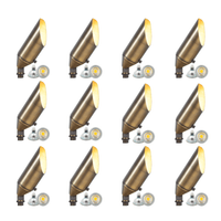 Outdoor Landscape Lighting LED 12V Low Voltage SPB04 4x/8x/12x Package Adjustable 12V Low Voltage LED Bullet Landscape Brass Spotlight Outdoor Lighting with MR16 5W 3000K Bulb Natural Brass 12 Pack