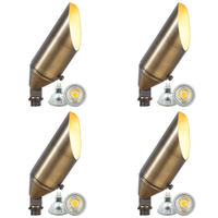 Outdoor Landscape Lighting LED 12V Low Voltage SPB04 4x/8x/12x Package Adjustable 12V Low Voltage LED Bullet Landscape Brass Spotlight Outdoor Lighting with MR16 5W 3000K Bulb Natural Brass 4 Pack