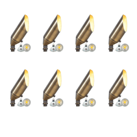 Outdoor Landscape Lighting LED 12V Low Voltage SPB04 4x/8x/12x Package Adjustable 12V Low Voltage LED Bullet Landscape Brass Spotlight Outdoor Lighting with MR16 5W 3000K Bulb Natural Brass 8 pack