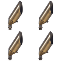 Outdoor Landscape Lighting LED 12V Low Voltage SPB12 4x/8x/12x Package 3W-12W Adjustable Integrated LED 12V Low Voltage Outdoor Landscape Lighting Brass Spotlight 3000K Natural Brass 4 Pack