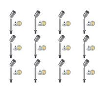 Outdoor Landscape Lighting LED 12V Low Voltage SPS02 4x/8x/12x Package 12V Low Voltage LED Stainless Steel Spotlight Adjustable Up Lighting Fixtures with 5W 3000K Bulb Stainless Steel 12 Pack