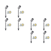 Outdoor Landscape Lighting LED 12V Low Voltage SPS02 4x/8x/12x Package 12V Low Voltage LED Stainless Steel Spotlight Adjustable Up Lighting Fixtures with 5W 3000K Bulb Stainless Steel 8 Pack