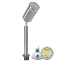 Outdoor Landscape Lighting LED 12V Low Voltage SPS03 4x/8x/12x Package LED Stainless Steel 12V Low Voltage Outdoor Spotlight Adjustable Up Lighting Fixtures with 5W 3000K Bulb