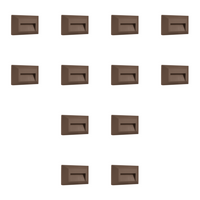 Outdoor Landscape Lighting LED 12V Low Voltage STA03 4x/8x/12x Package 2+2+2W 3CCT 3000K/4000K/5000K 12V Low Voltage Cast Aluminum Rectangular Surface Mount LED Stair Step or Deck Light Brown 12 Pack