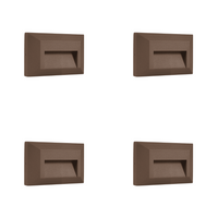 Outdoor Landscape Lighting LED 12V Low Voltage STA03 4x/8x/12x Package 2+2+2W 3CCT 3000K/4000K/5000K 12V Low Voltage Cast Aluminum Rectangular Surface Mount LED Stair Step or Deck Light Brown 4 Pack