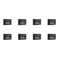 Outdoor Landscape Lighting LED 12V Low Voltage STA03 4x/8x/12x Package 2+2+2W 3CCT 3000K/4000K/5000K 12V Low Voltage Cast Aluminum Rectangular Surface Mount LED Stair Step or Deck Light Black 8 Pack
