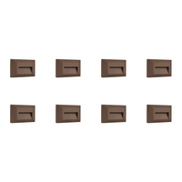 Outdoor Landscape Lighting LED 12V Low Voltage STA03 4x/8x/12x Package 2+2+2W 3CCT 3000K/4000K/5000K 12V Low Voltage Cast Aluminum Rectangular Surface Mount LED Stair Step or Deck Light Brown 8 Pack