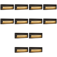 Outdoor Landscape Lighting LED 12V Low Voltage STA04 4x/8x/12x Package 3+3W 3CCT 3000K/4000K/5000K 12V Low Voltage Cast Aluminum Rectangular Surface Mount LED Step or Deck Light Black 12 Pack