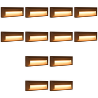 Outdoor Landscape Lighting LED 12V Low Voltage STA04 4x/8x/12x Package 3+3W 3CCT 3000K/4000K/5000K 12V Low Voltage Cast Aluminum Rectangular Surface Mount LED Step or Deck Light Brown 12 Pack