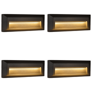 STA04 4x/8x/12x Package 3+3W 3CCT  3000K/4000K/5000K 12V Low Voltage Cast Aluminum Rectangular Surface Mount LED Step or Deck Light - Black / 4 Pack