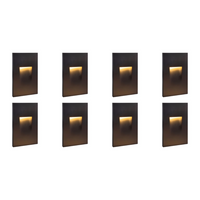 Outdoor Landscape Lighting LED 12V Low Voltage STA06 4x/8x/12x Package 3.5W Rectangular Waterproof Vertical 3000K Warm White Integrated 12V Low Voltage LED Aluminum Stair Step Light Wall Lighting Fixture Dark Bronze 8 Pack