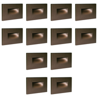 Outdoor Landscape Lighting LED 12V Low Voltage STA07 4x/8x/12x Package 3.5W 12V Low Voltage 3CCT Rectangular Waterproof Horizontal LED Aluminum Stairs Step Light Fixture Dark Bronze 12 Pack