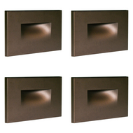STA07 4x/8x/12x Package 3.5W 12V Low Voltage 3CCT Rectangular Waterproof Horizontal LED Aluminum Stairs Step Light Fixture - Dark Bronze / 4 Pack