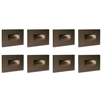Outdoor Landscape Lighting LED 12V Low Voltage STA07 4x/8x/12x Package 3.5W 12V Low Voltage 3CCT Rectangular Waterproof Horizontal LED Aluminum Stairs Step Light Fixture Dark Bronze 8 Pack