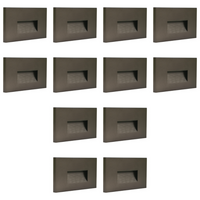 Outdoor Landscape Lighting LED 12V Low Voltage STA08 4x/8x/12x Package 3.5W 12V Low Voltage 3CCT Rectangular Waterproof Horizontal LED Aluminum Stair Step Light Fixture Dark Bronze 12 Pack