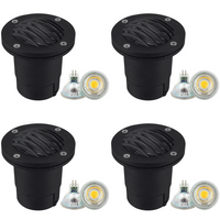 Outdoor Landscape Lighting LED 12V Low Voltage UNA06 4x/8x/12x Package Cast Aluminum 12V Low Voltage Round Grill LED In-ground Well Light IP65 Waterproof with MR16 5W 3000K Bulb 4 Pack