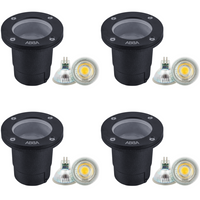 Outdoor Landscape Lighting LED 12V Low Voltage UNA07 4x/8x/12x Package Cast Aluminum 12V Low Voltage Round LED In-ground Well Light IP65 Waterproof with MR16 5W 3000K Bulb 4 Pack