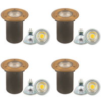 Outdoor Landscape Lighting LED 12V Low Voltage UNB12 4x/8x/12x Package Cast Brass 12V Low Voltage Round LED In-ground Well Light IP65 Waterproof with MR16 5W 3000K Bulb 4 Pack