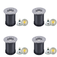 Outdoor Landscape Lighting LED 12V Low Voltage UNS02 4x/8x/12x Package Waterproof In-Ground 12V Low Voltage LED Underground Light Landscape Lighting with MR16 5W 3000K Bulb 4 Pack Stainless Steel