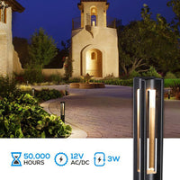Outdoor Landscape Lighting LED 12V Low Voltage CDPA53 12V Low Voltage 3W 3000K Warm White Integrated LED Rectangular Bollard Light Outdoor Aluminum Path Lighting
